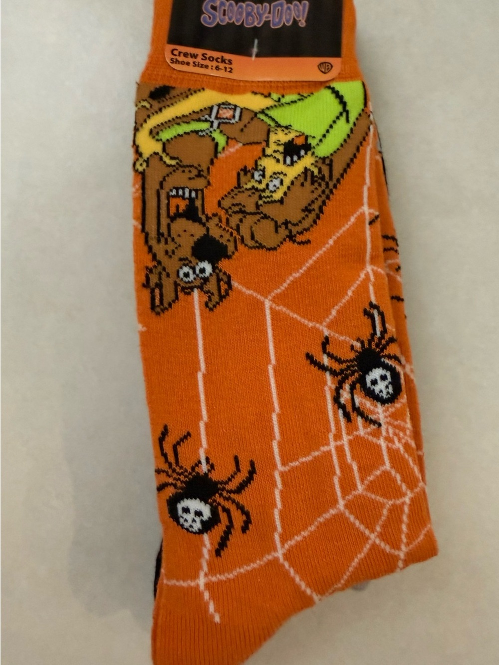 Scooby-Doo Orange Halloween Crew Socks - Spider Web Design 3 Pairs Size 9-11 NWT